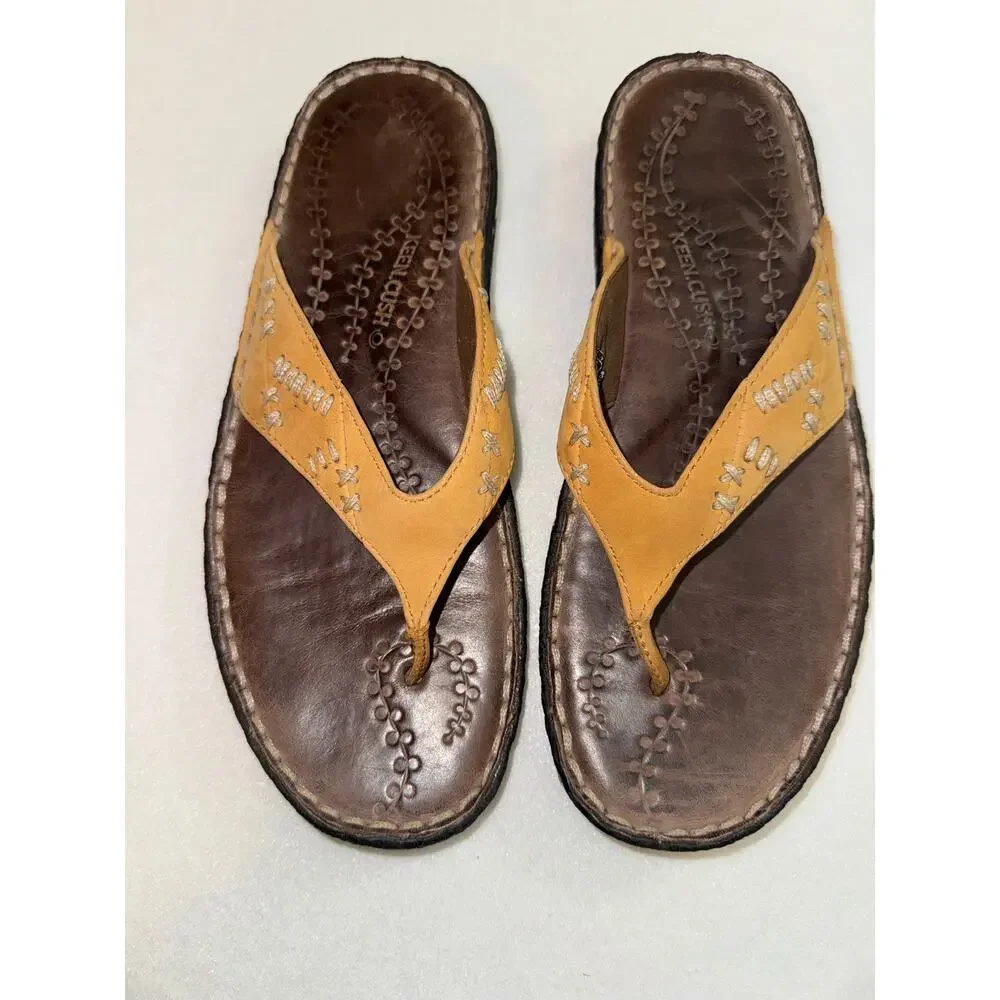 Keen Cush Women's Leather Thong Sandals Flip Flops Brown Size 10M